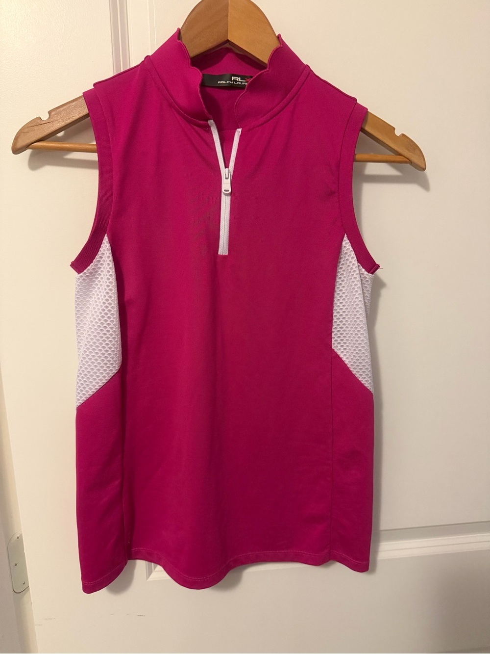 RLX Ralph Lauren Pink Sleeveless Quarter-Zip Golf polo.